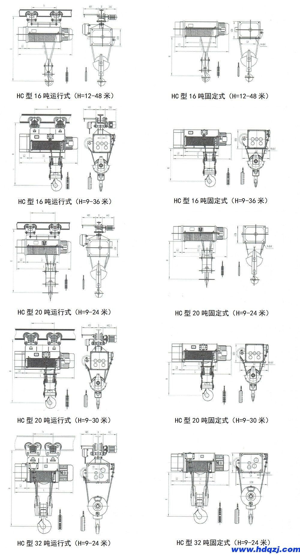 HC方型鋼絲繩電動(dòng)葫蘆結(jié)構(gòu)圖